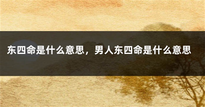 东四命是什么意思，男人东四命是什么意思