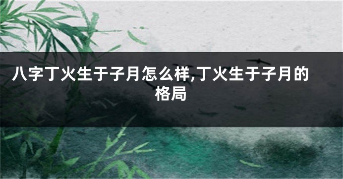 八字丁火生于子月怎么样,丁火生于子月的格局