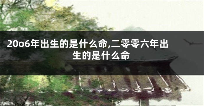 20o6年出生的是什么命,二零零六年出生的是什么命