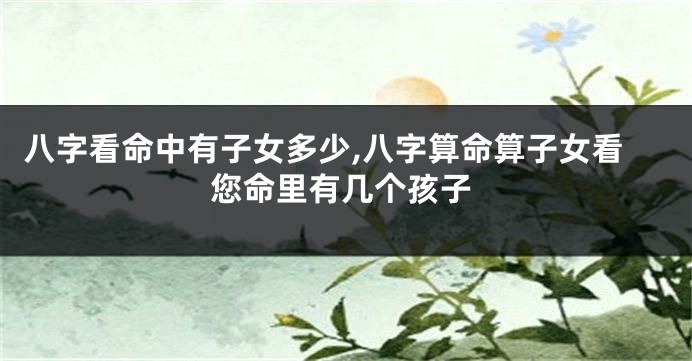 八字看命中有子女多少,八字算命算子女看您命里有几个孩子