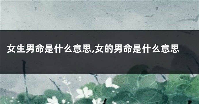 女生男命是什么意思,女的男命是什么意思