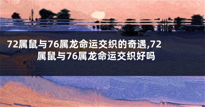 72属鼠与76属龙命运交织的奇遇,72属鼠与76属龙命运交织好吗