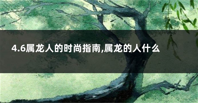4.6属龙人的时尚指南,属龙的人什么