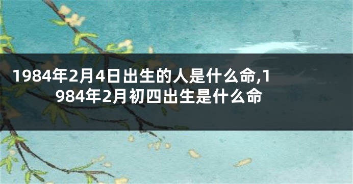 1984年2月4日出生的人是什么命,1984年2月初四出生是什么命