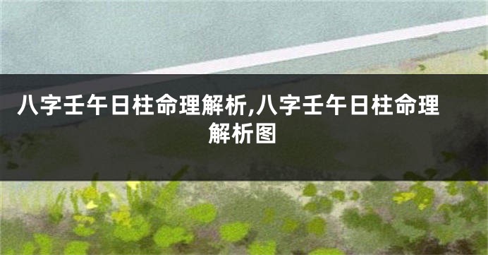 八字壬午日柱命理解析,八字壬午日柱命理解析图