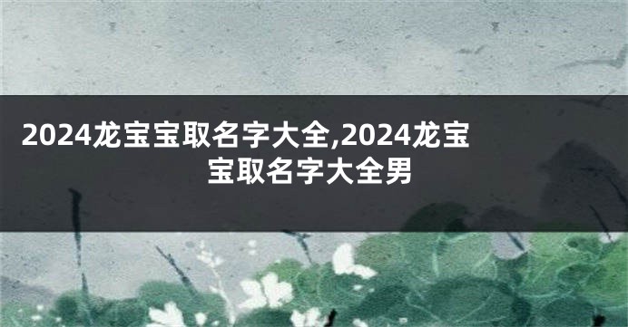 2024龙宝宝取名字大全,2024龙宝宝取名字大全男