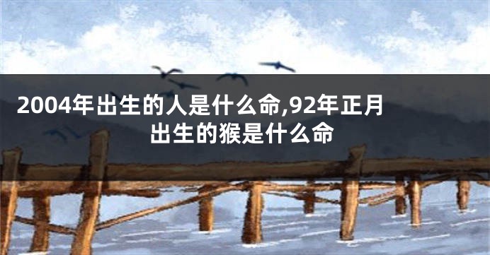 2004年出生的人是什么命,92年正月出生的猴是什么命