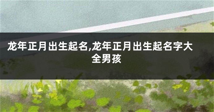 龙年正月出生起名,龙年正月出生起名字大全男孩