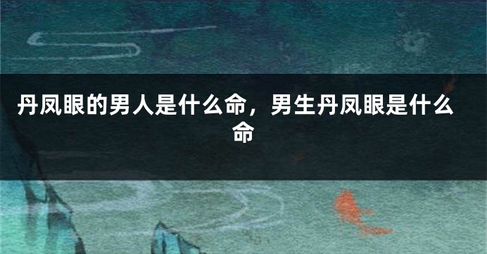 丹凤眼的男人是什么命，男生丹凤眼是什么命