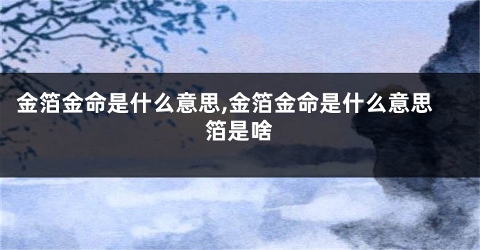 金箔金命是什么意思,金箔金命是什么意思箔是啥
