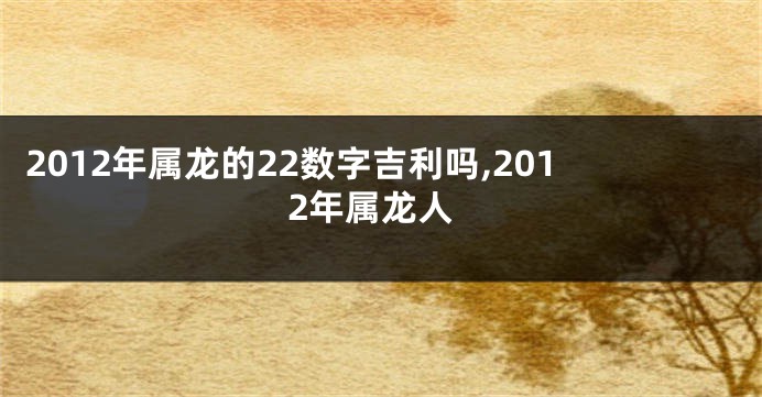 2012年属龙的22数字吉利吗,2012年属龙人