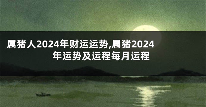属猪人2024年财运运势,属猪2024年运势及运程每月运程