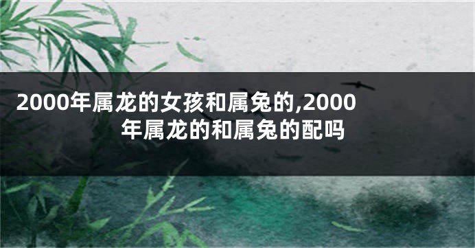 2000年属龙的女孩和属兔的,2000年属龙的和属兔的配吗