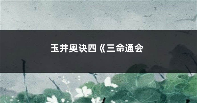 玉井奥诀四《三命通会
