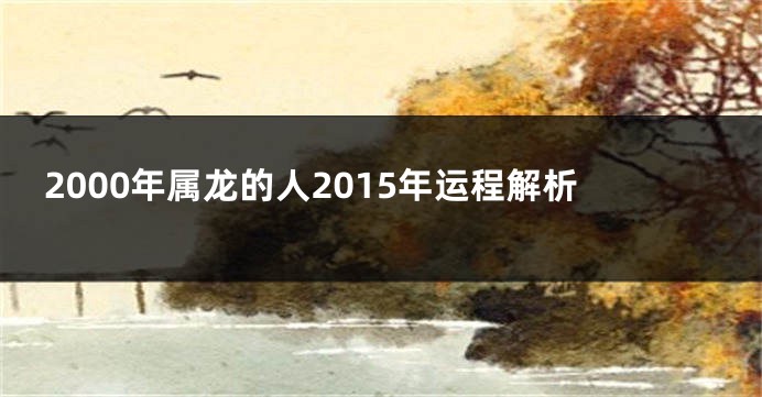 2000年属龙的人2015年运程解析