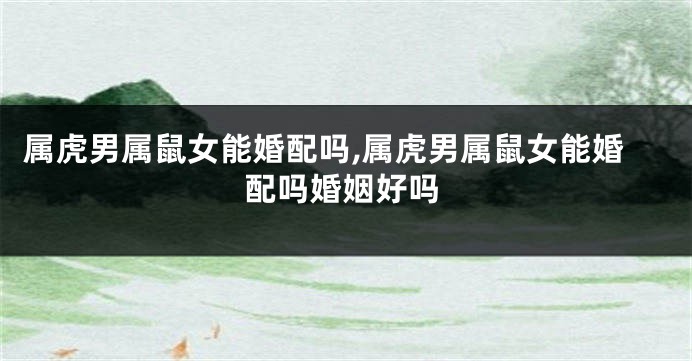 属虎男属鼠女能婚配吗,属虎男属鼠女能婚配吗婚姻好吗
