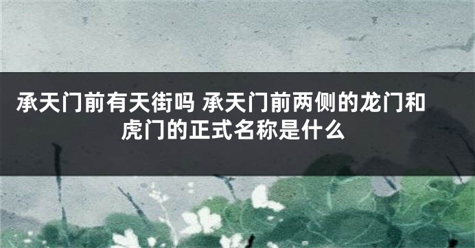 承天门前有天街吗 承天门前两侧的龙门和虎门的正式名称是什么