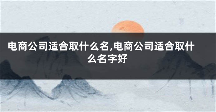 电商公司适合取什么名,电商公司适合取什么名字好