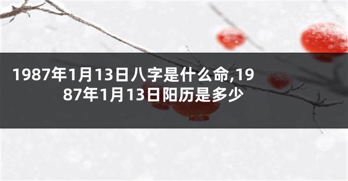 1987年1月13日八字是什么命,1987年1月13日阳历是多少