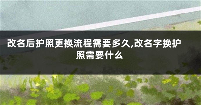 改名后护照更换流程需要多久,改名字换护照需要什么