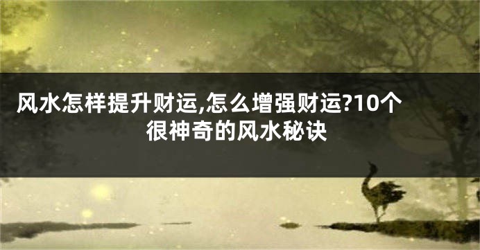 风水怎样提升财运,怎么增强财运?10个很神奇的风水秘诀