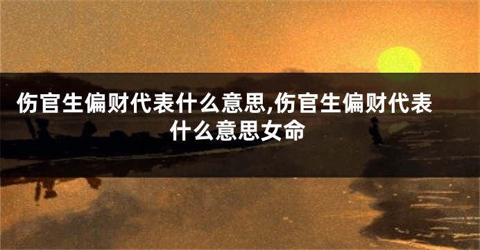 伤官生偏财代表什么意思,伤官生偏财代表什么意思女命
