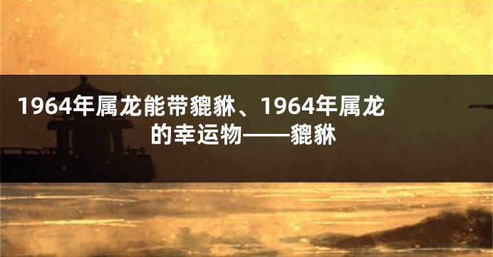 1964年属龙能带貔貅、1964年属龙的幸运物——貔貅