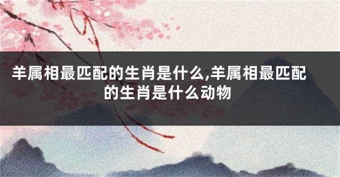 羊属相最匹配的生肖是什么,羊属相最匹配的生肖是什么动物