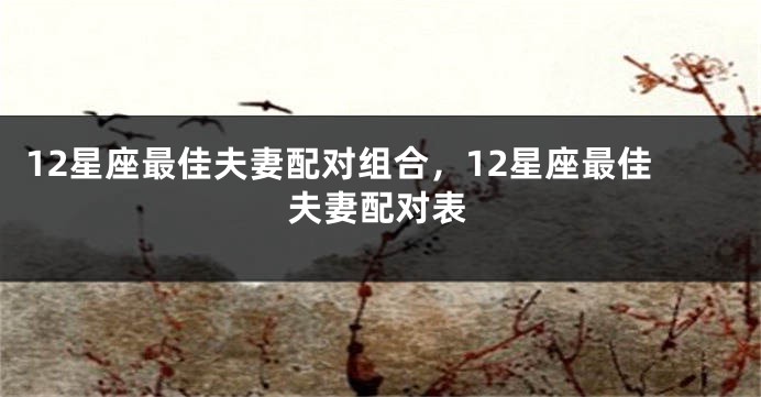 12星座最佳夫妻配对组合，12星座最佳夫妻配对表