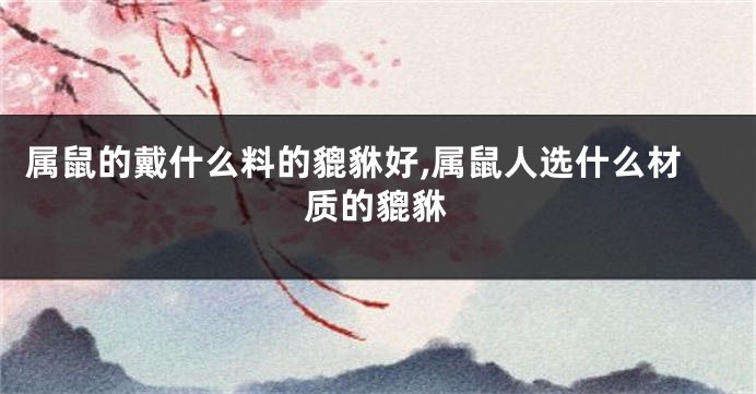 属鼠的戴什么料的貔貅好,属鼠人选什么材质的貔貅