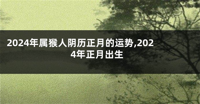 2024年属猴人阴历正月的运势,2024年正月出生