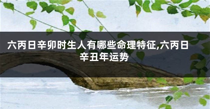 六丙日辛卯时生人有哪些命理特征,六丙日辛丑年运势