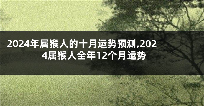 2024年属猴人的十月运势预测,2024属猴人全年12个月运势