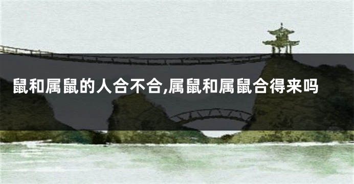 鼠和属鼠的人合不合,属鼠和属鼠合得来吗