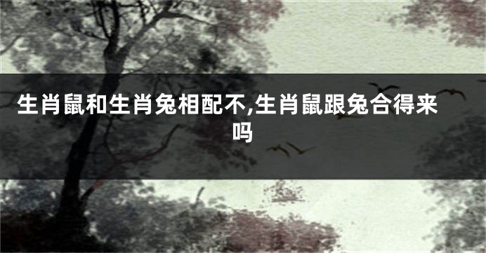 生肖鼠和生肖兔相配不,生肖鼠跟兔合得来吗