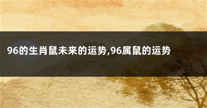 96的生肖鼠未来的运势,96属鼠的运势