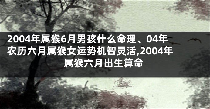 2004年属猴6月男孩什么命理、04年农历六月属猴女运势机智灵活,2004年属猴六月出生算命