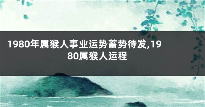 1980年属猴人事业运势蓄势待发,1980属猴人运程