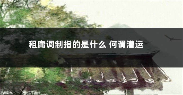 租庸调制指的是什么 何谓漕运