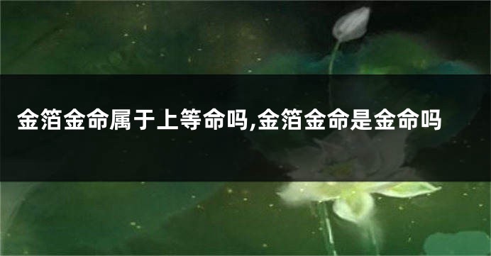 金箔金命属于上等命吗,金箔金命是金命吗