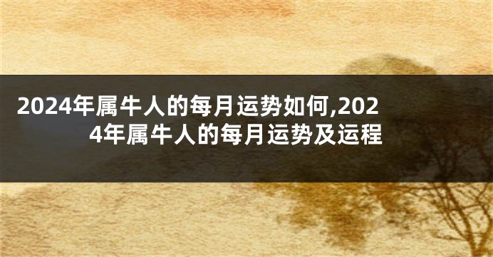 2024年属牛人的每月运势如何,2024年属牛人的每月运势及运程