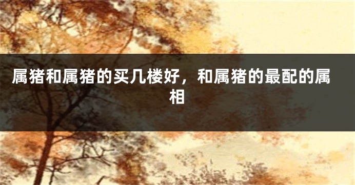 属猪和属猪的买几楼好，和属猪的最配的属相