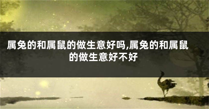 属兔的和属鼠的做生意好吗,属兔的和属鼠的做生意好不好