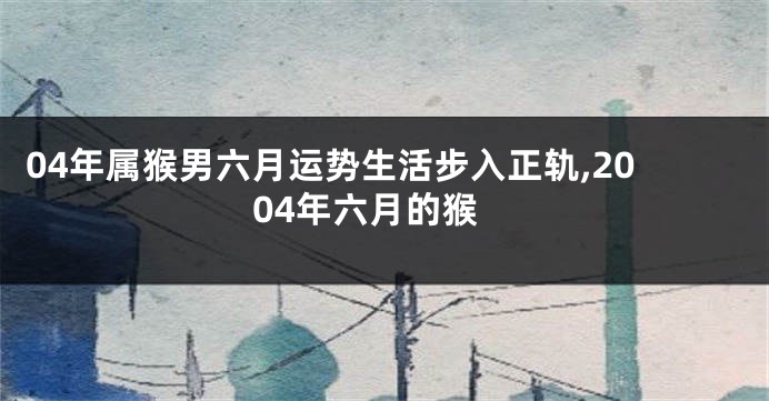 04年属猴男六月运势生活步入正轨,2004年六月的猴