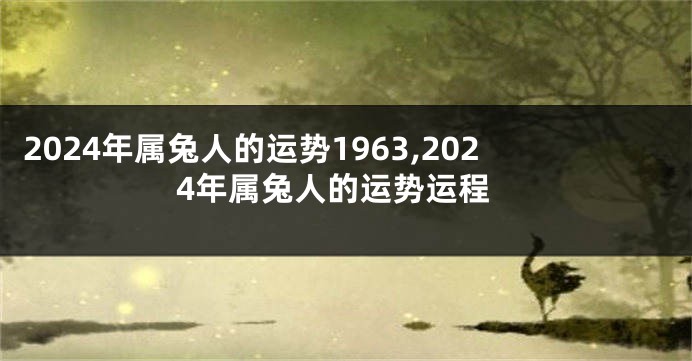 2024年属兔人的运势1963,2024年属兔人的运势运程