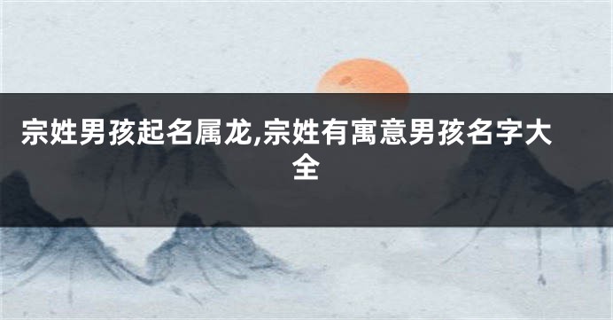 宗姓男孩起名属龙,宗姓有寓意男孩名字大全