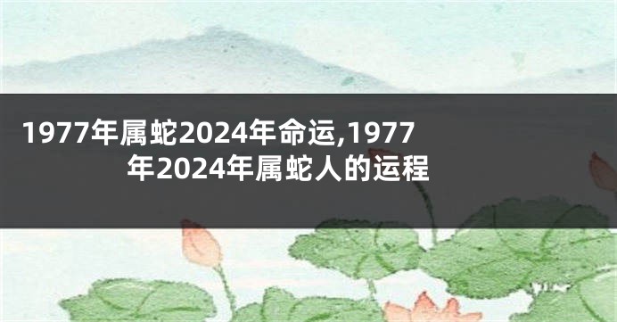 1977年属蛇2024年命运,1977年2024年属蛇人的运程