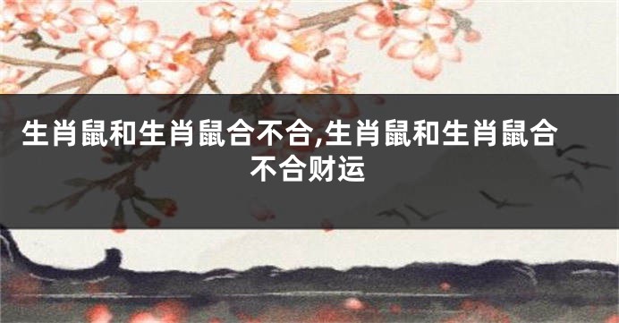 生肖鼠和生肖鼠合不合,生肖鼠和生肖鼠合不合财运