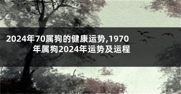 2024年70属狗的健康运势,1970年属狗2024年运势及运程