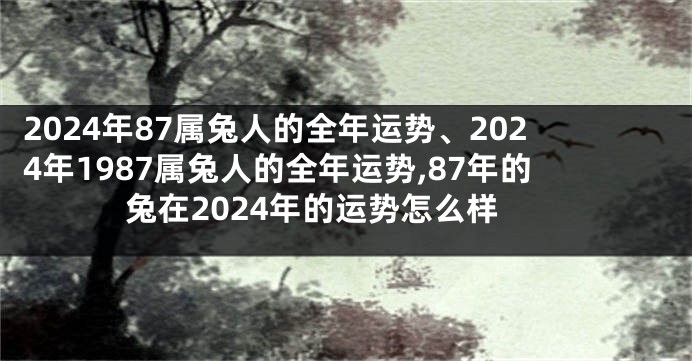 2024年87属兔人的全年运势、2024年1987属兔人的全年运势,87年的兔在2024年的运势怎么样